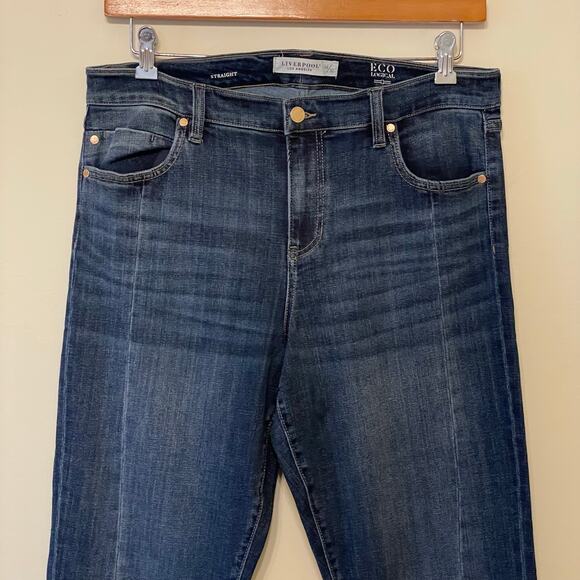 Liverpool Los Angeles US 14/32 dark wash Straight raw hemline ECO Logical blue - Picture 2 of 8